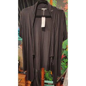 NEW Urban Coco Womens XXL Black Open Front Cardigan Drape Lightweight Cover-Up